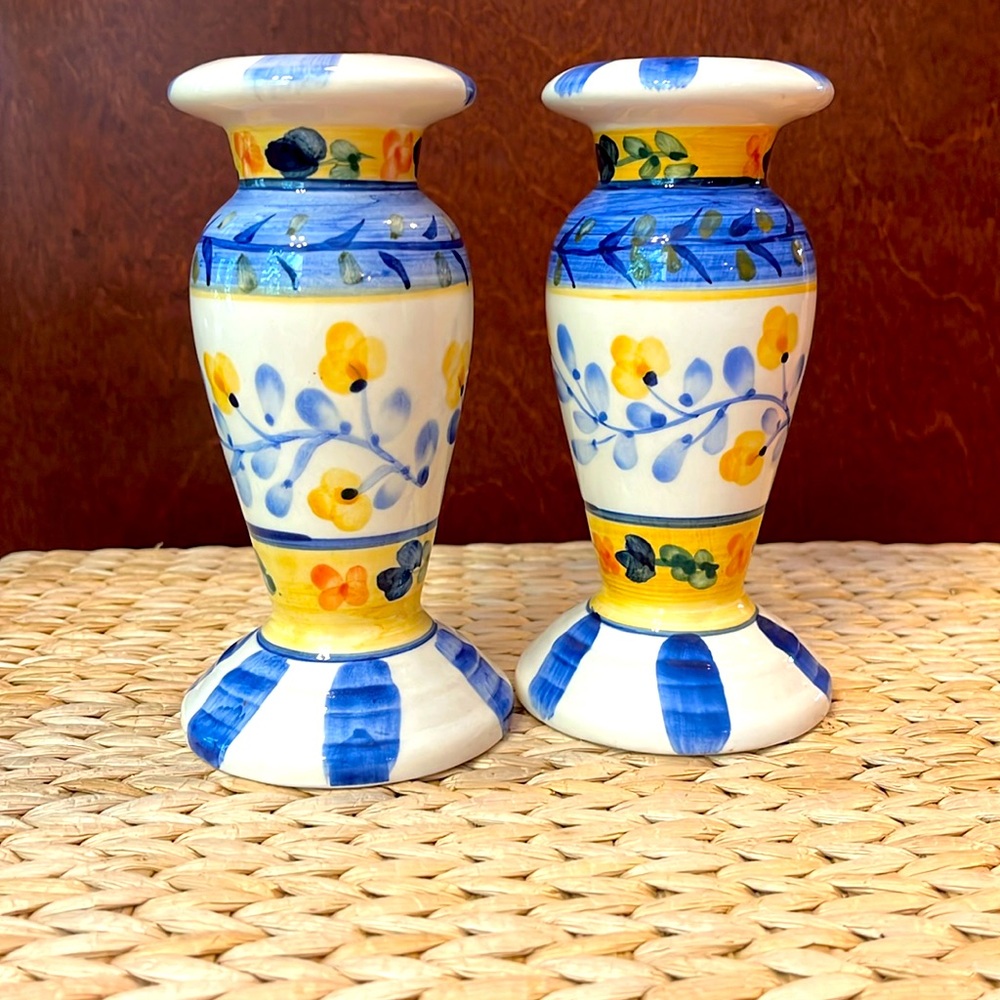 Painted Porcelain Candlesticks